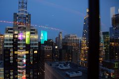New York City Times Square 11L View To Southeast, 1540 Broadway, Chrysler Building, Bank of America Tower After Sunset From The Marriott Hotel View Rooftop Restaurant